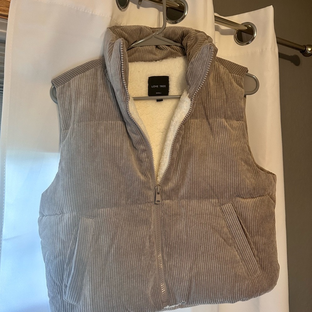 Love Tree Light Purple/Gray Corduroy Puffer Vest